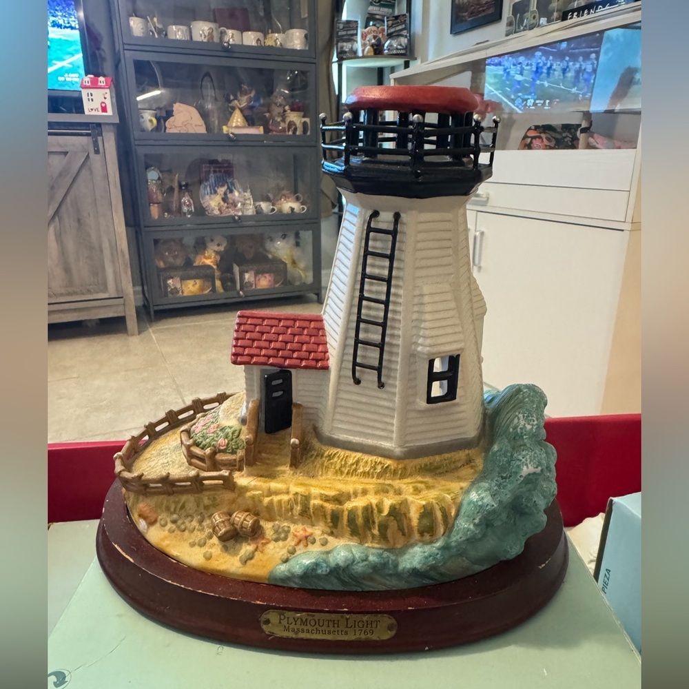 Partylite Plymouth Lighthouse Retired Tea Light Ceramic Candle Holder Nautical